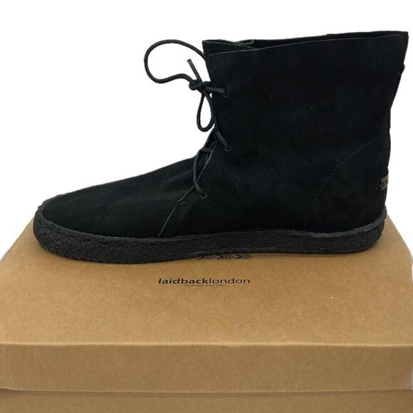 Laidback London Black Emre Crepe Suede Moccasin Ankle Boots High Tops US 8 EU 39 - Picture 2 of 12